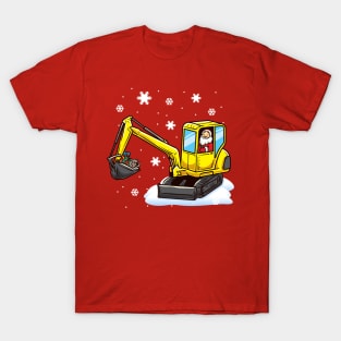 Santa Claus Excavator Digger Construction Backhoe T-Shirt